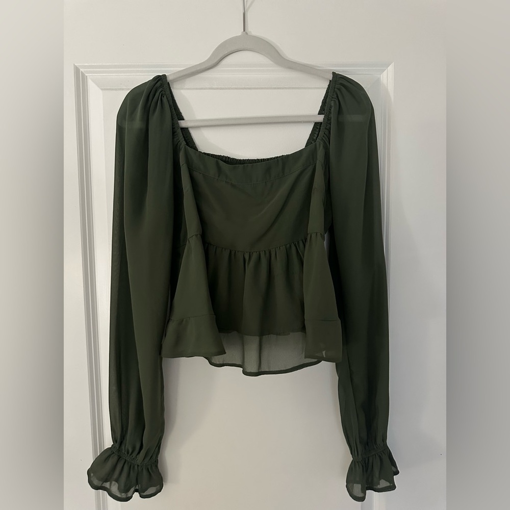 Abercrombie & Fitch Long Sleeve Squareneck Babydoll Top